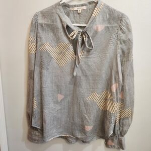 Lemlem by Liya Kebede Semi-Sheer Abstract Print Made in Kenya Cotton Top Size S